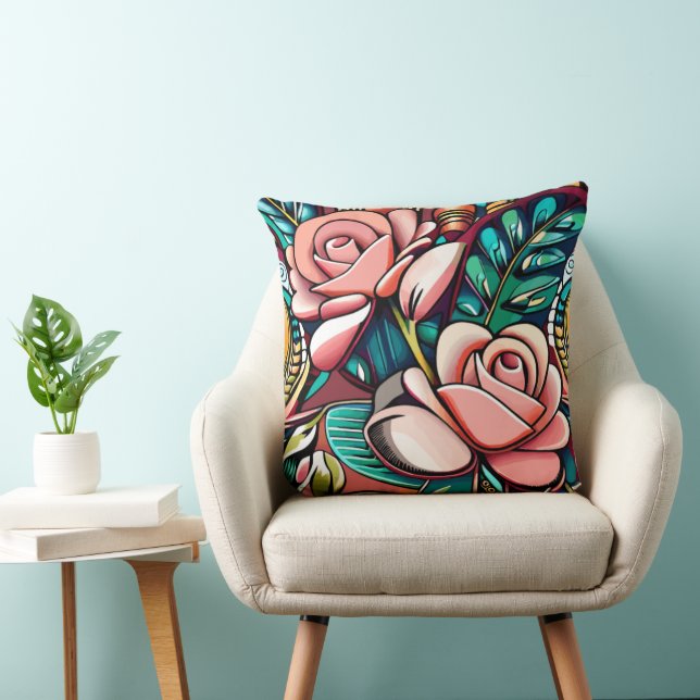 Duale Rose: Eine spektakuläre Blumenübereinkunft Kissen (Stuhl )