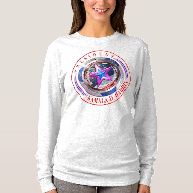 Duale Seite Harris-Walz Wing/Briefmarke Medallion T-Shirt (Vorderseite)