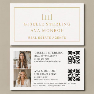 Dualer Immobilienmakler Neutraler QR-Code Zwei Fot Visitenkarte