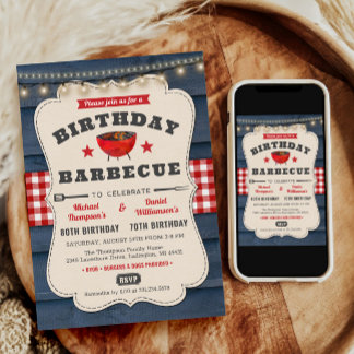 Duales Joint Double Birthday GRILLEN Summer Barbec Einladung