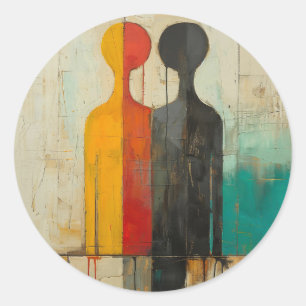 Dualität – Abstrakte Figuren aus Licht und Schatte Runder Aufkleber