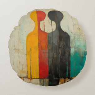 Dualität – Abstrakte Figuren von Licht und Schatte Rundes Kissen