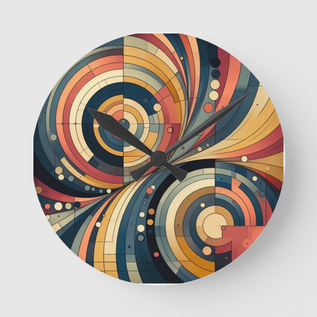 Dualität - Bauhaus - Rundschau Runde Wanduhr (Vorderseite)