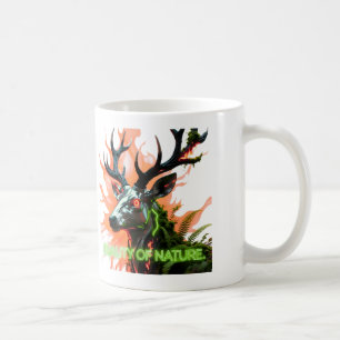 Dualität der Natur Cyberpunk Metallischer Hirsch Kaffeetasse