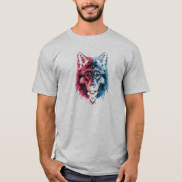 Duality Wolf - Roter und Blauer Geist Kunst T-Shirt