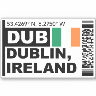 DUB Dublin Bordkarte - Irland Reise Aufkleber