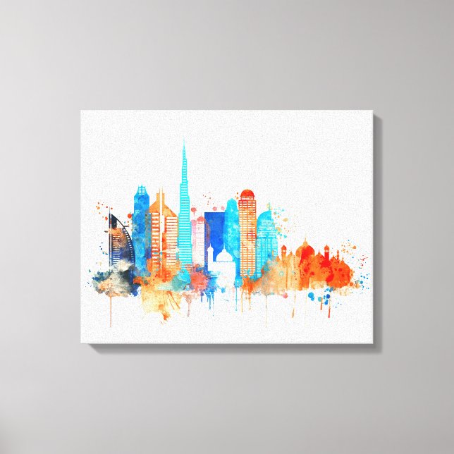 Dubai Aquarellskyline Leinwanddruck (Vorderseite)