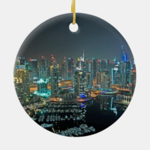 Dubai, Arabische Emirate-Skyline nachts Keramik Ornament