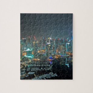 Dubai, Arabische Emirate-Skyline nachts Puzzle