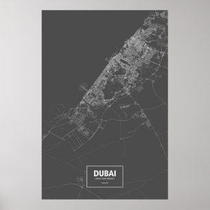 Dubai, Arabische Emirate (weiß auf Schwarzem) Poster