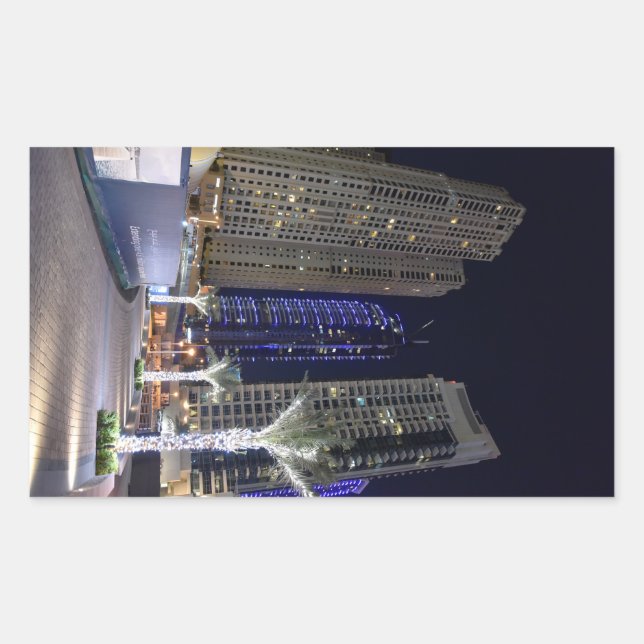 Dubai-Architektur nachts Rechteckiger Aufkleber (Vorderseite)