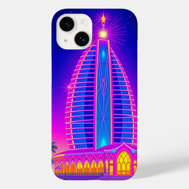 Dubai Burj Al Arab Neon Night - Dubai Mobile Case-Mate iPhone Hülle (Rückseite)
