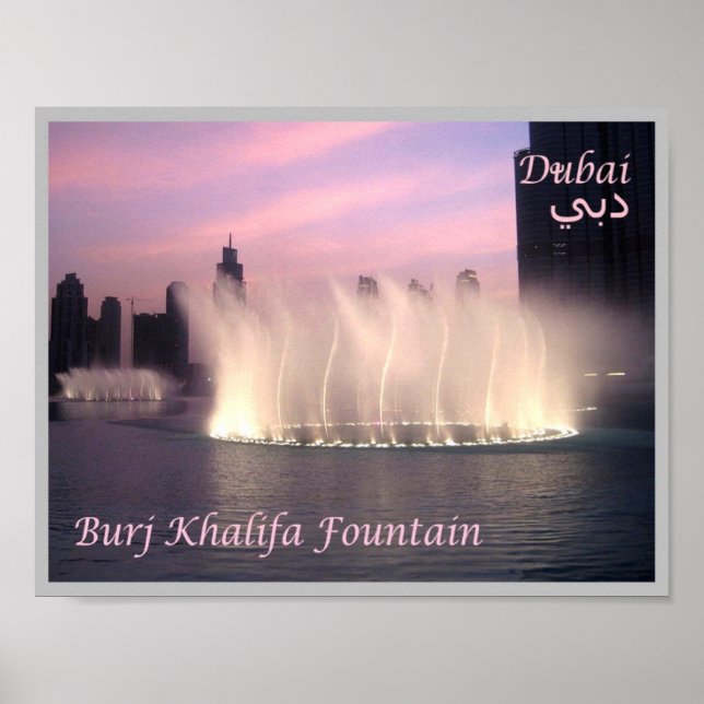 Dubai - Burj Khalifa Fountain Poster (Vorne)