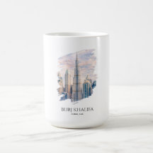 Dubai Burj Khalifa Luxus Stadt Skyline Aquarell