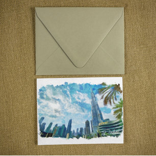 Dubai Burj Khalifa Panorama View Postkarte