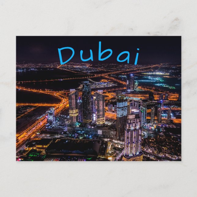 Dubai City Lights Night Time Postkarte (Vorderseite)
