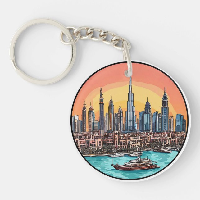 Dubai City Skyline mit Hochhäusern Schlüsselanhänger (Vorderseite)
