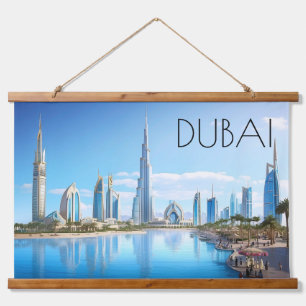 Dubai Cityscape Wandteppich Mit Holzrahmen