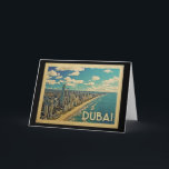 Dubai Coast Vintage Travel Karte<br><div class="desc">Dubai Design im Vintage Travel Stil mit einer Szene an der Küste mit dem Strand und Skyline von Dubai.</div>