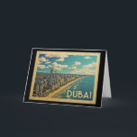 Dubai Coast Vintage Travel Karte<br><div class="desc">Dubai Design im Vintage Travel Stil mit einer Szene an der Küste mit dem Strand und Skyline von Dubai.</div>