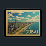 Dubai Coast Vintage Travel Magnet<br><div class="desc">Dubai Design im Vintage Travel Stil mit einer Szene an der Küste mit dem Strand und Skyline von Dubai.</div>