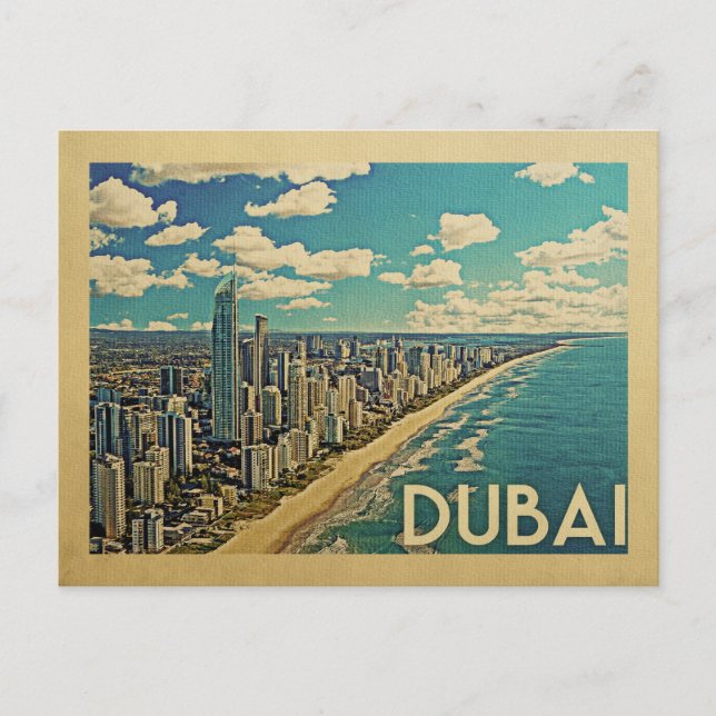 Dubai Coast Vintage Travel Postkarte (Vorderseite)