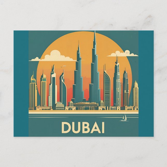 Dubai Coast Vintage Travel Postkarte (Vorderseite)