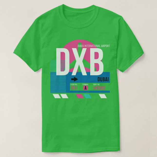 Dubai DXB Airport Code Gepäckmarke T-Shirt (Design vorne)
