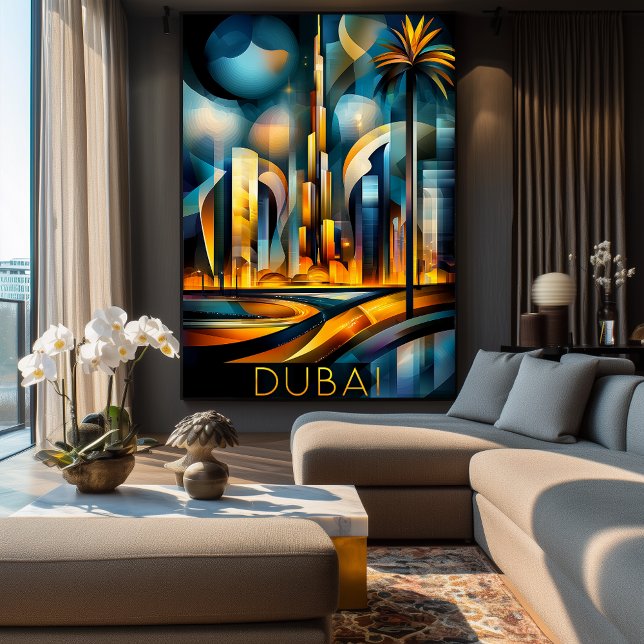 Dubai Futuristic Cubism - Modern Geometric Skyline Poster (Von Creator hochgeladen)
