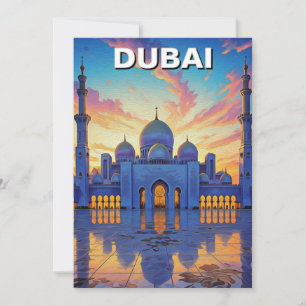 Dubai Grand Mosque UAE Sunset Feiertagskarte