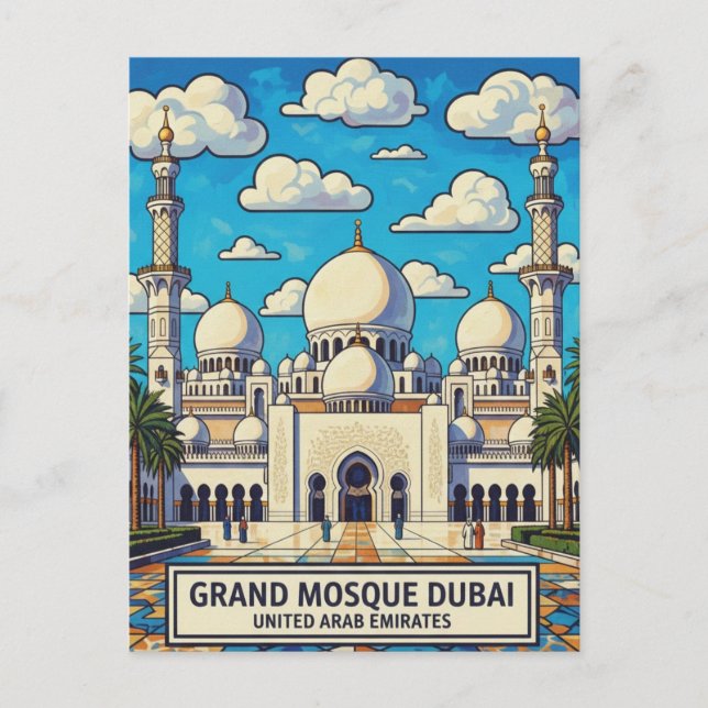 Dubai Große Moschee UAE Reise Postkarte (Vorderseite)