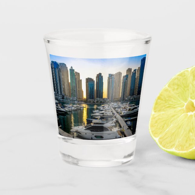 Dubai Hochgebirge Gebäude von Dubai Schnapsglas (Vorderseite)