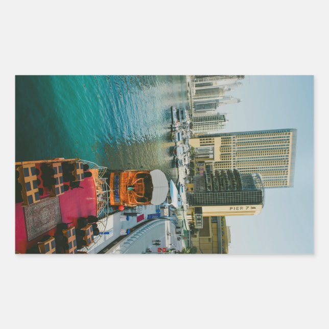 Dubai Marina Pier 7 Rechteckiger Aufkleber (Vorderseite)