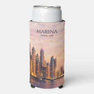 Dubai Marina Skyline Aquarell Stadtlichter Reise Selters Dosenkühler
