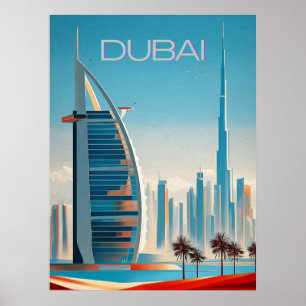 Dubai Modern Contemporary Skyline Wall Art Travel Poster
