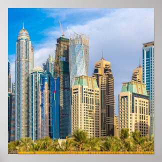 Dubai moderne Wolkenkratzer Corniche Poster