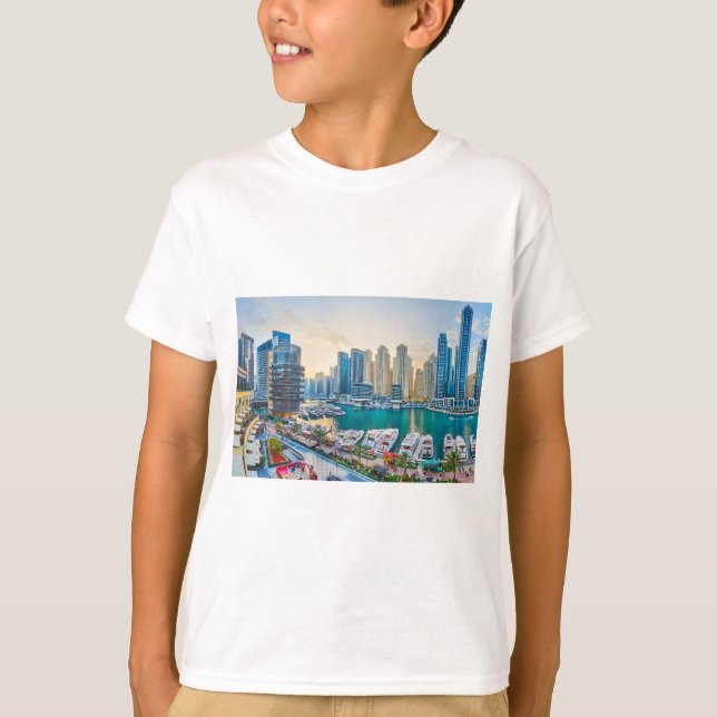 Dubai moderne Wolkenkratzer Corniche T-Shirt (Vorderseite)