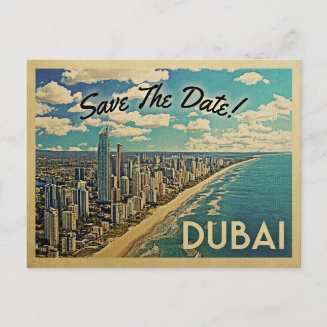 Dubai Save the Date Vintage Postkarten (Vorderseite)