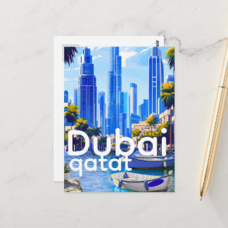 Dubai Skyline Card, Modern City Landmarks Postkarte