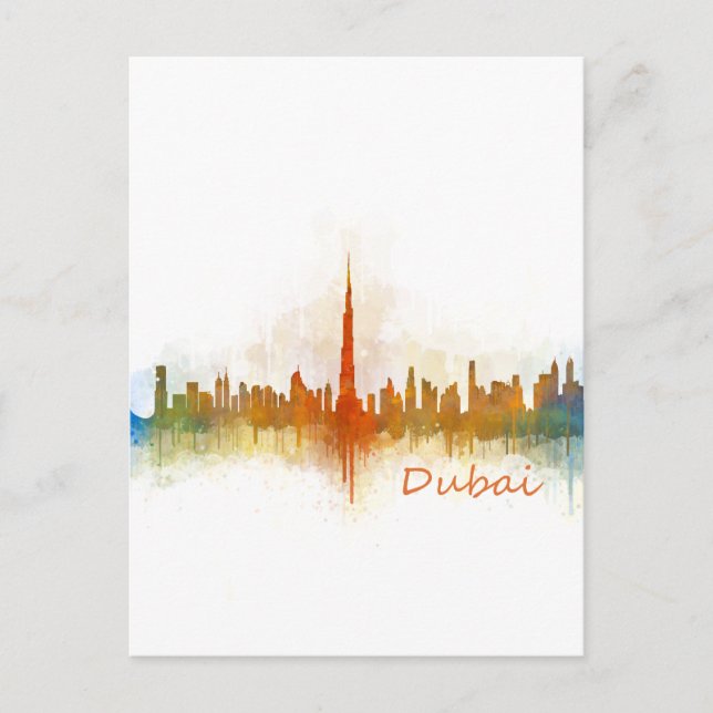 Dubai Skyline Cityscape Emirates v3 Postkarte (Vorderseite)