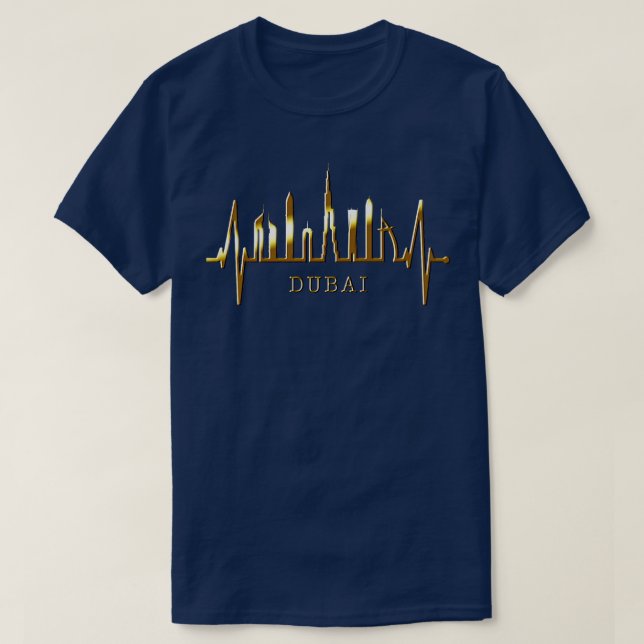 Dubai Skyline Heartbeat Burj Khalifa UAE Fan I Lov T-Shirt (Design vorne)