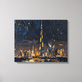 Dubai Skyline Premium Wrapped Canvas | Moderne Sta Leinwanddruck