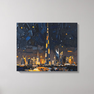 Dubai Skyline Premium Wrapped Canvas Moderne Sta Leinwanddruck