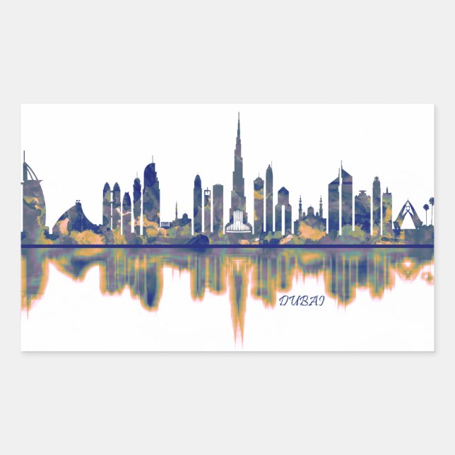 Dubai Skyline Rechteckiger Aufkleber (Vorderseite)