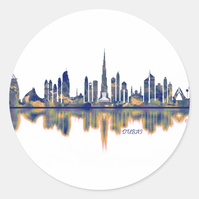 Dubai Skyline Runder Aufkleber (Vorderseite)