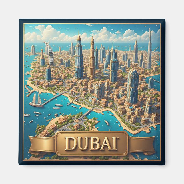 🧲 Dubai-Skyline Urlaubs-Andenken 🌇 Magnet (Vorne)