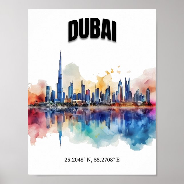 Dubai Skyline Wall Art, Modern Wall Art, Poster (Vorne)