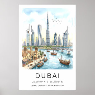 Dubai-Skyline-Wandkunst Moderne Stadtlandschaft - Poster
