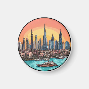 Dubai Stadt-Skyline mit hoch aufragenden Wolkenkra Magnet