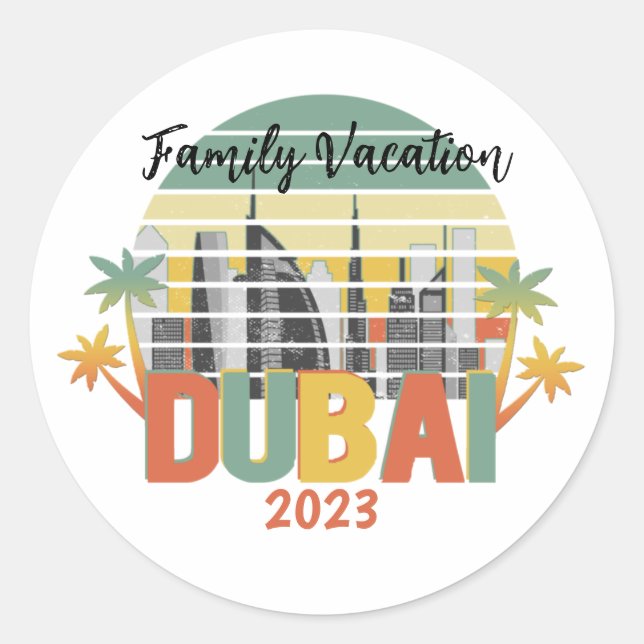Dubai Travel Tourist Vacation Group Runder Aufkleber (Vorderseite)